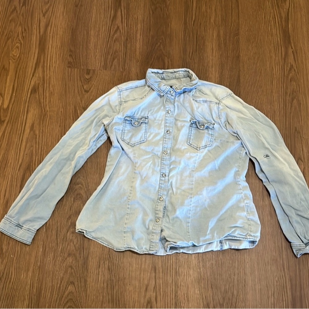 Blue denim button-up